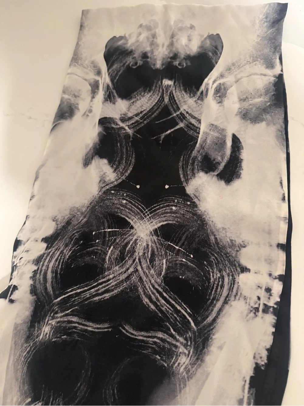 Alexander McQueen Black and White Logo Silk Scarf